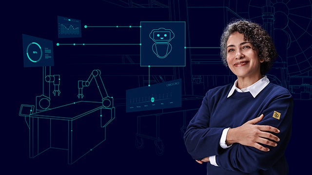 A female engineer uses industrial AI, Siemens’ robust, democratised and purpose-driven AI solution for the industry.