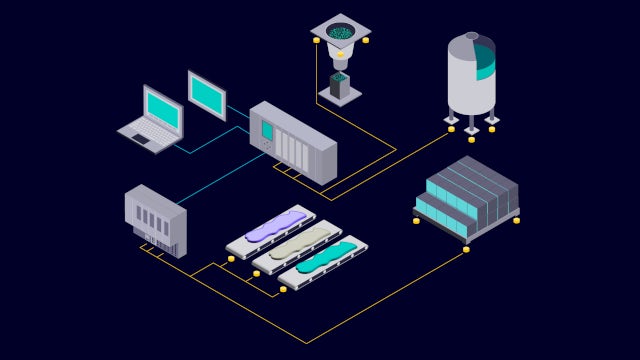 Illustration of a Siwarex system with load cells, conveyors, silos, and control units for industrial weighing.