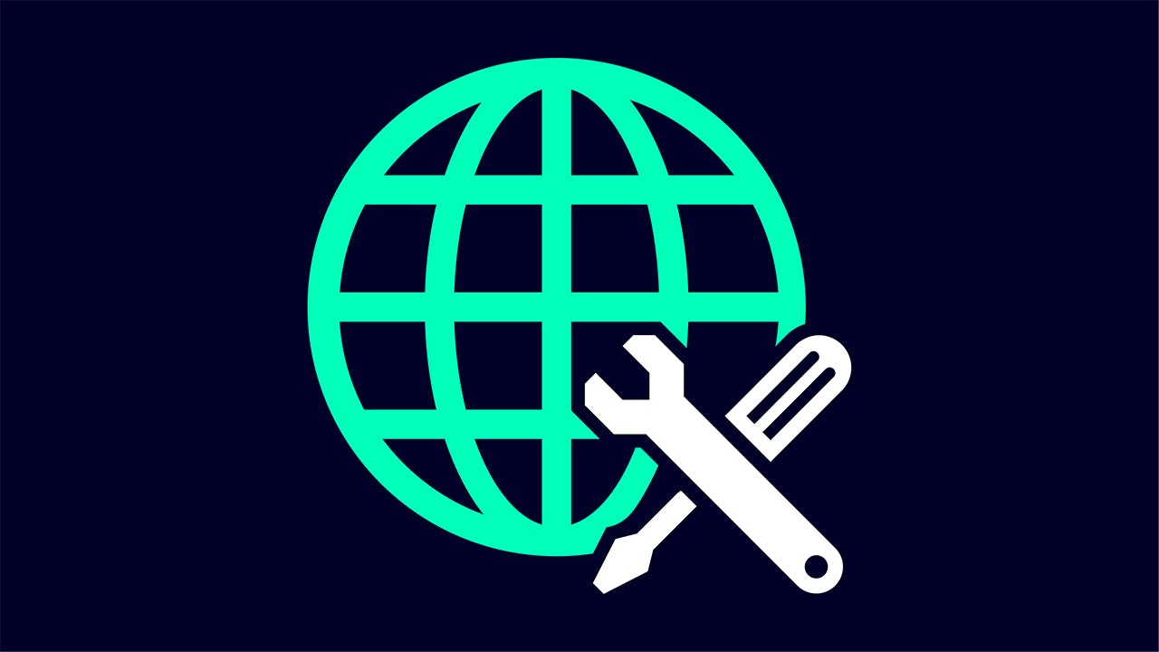 Icon of a wrench and screwdriver in front of a network/globe icon.