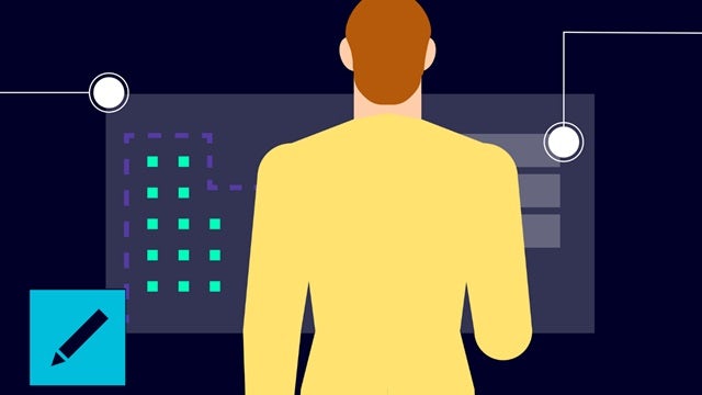 Graphic of a man with his back to us