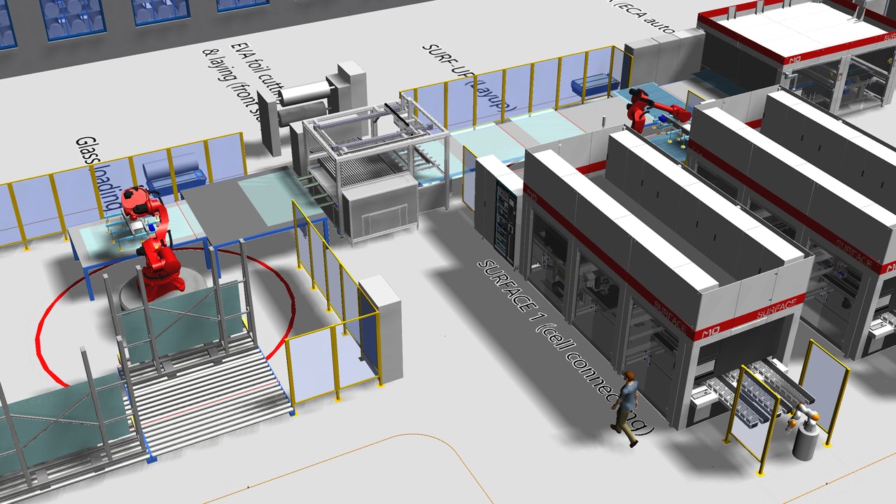 Diagram of surface solar panel production facility