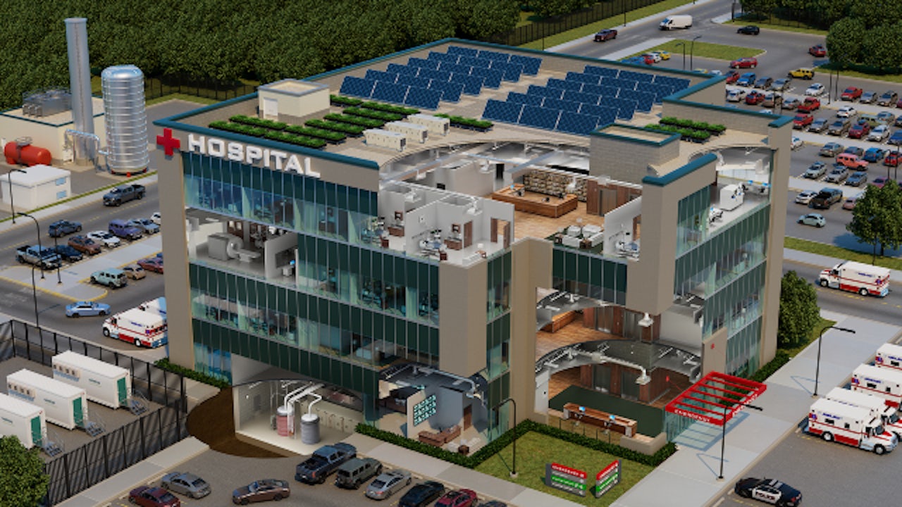 3D render of a hospital facility