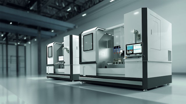 Part and component manufacturing with two CNC machines in an open machine shop.