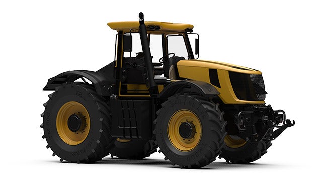 Side view of a yellow tractor
