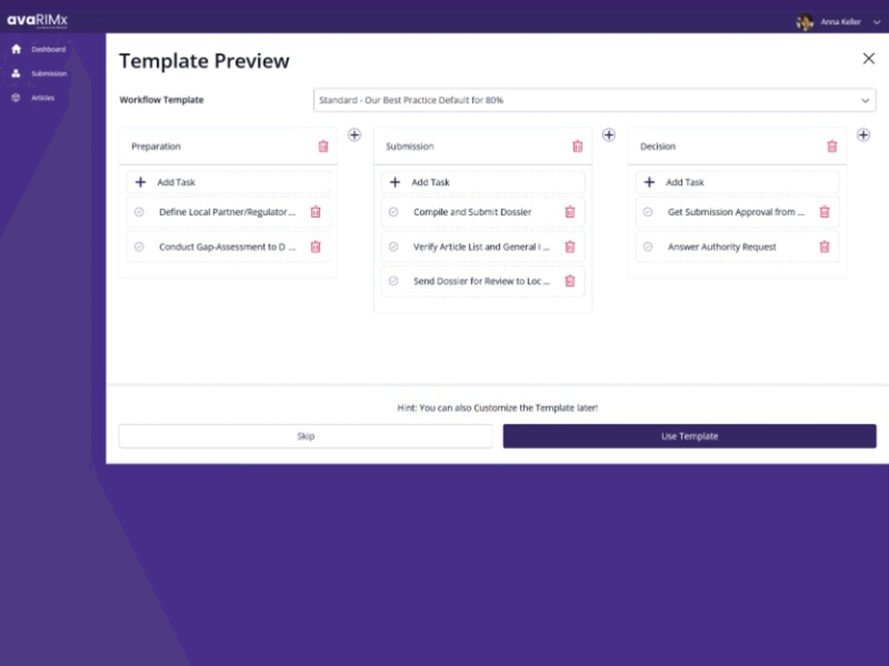 avaRIMx workflow template preview