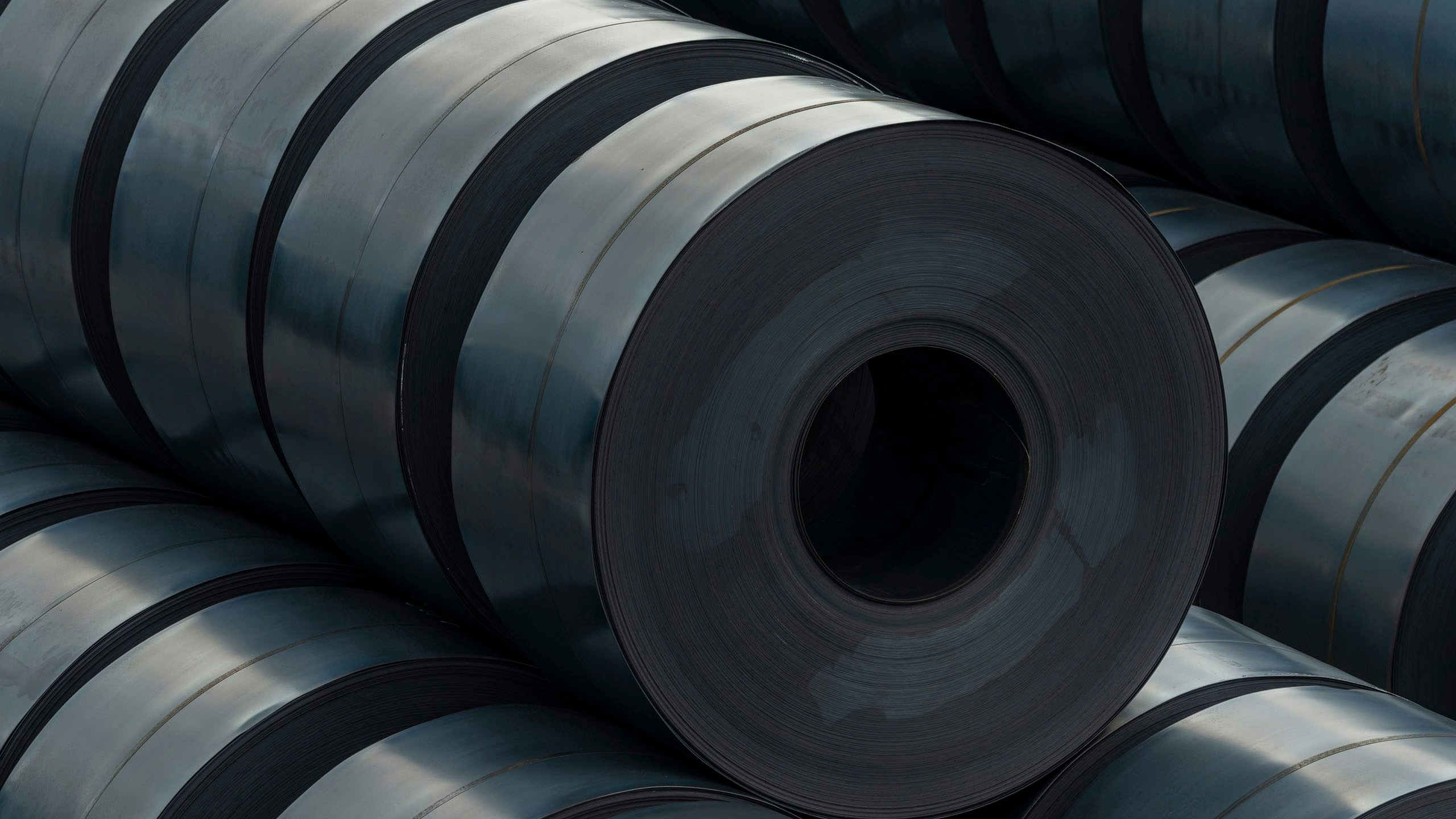 Rolls of sheet steel.