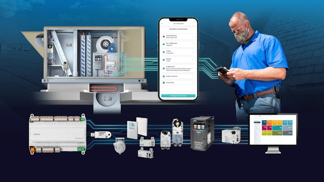 A diagram of a Siemens Climatix RTU contractor with easy installation instructions. 
