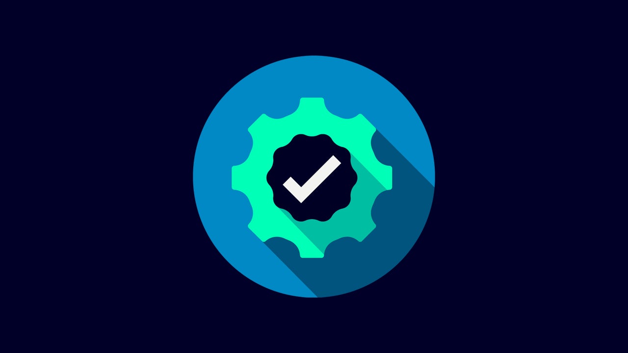 A compliance icon with a shield and a tick in the centre, surrounded by a blue border.