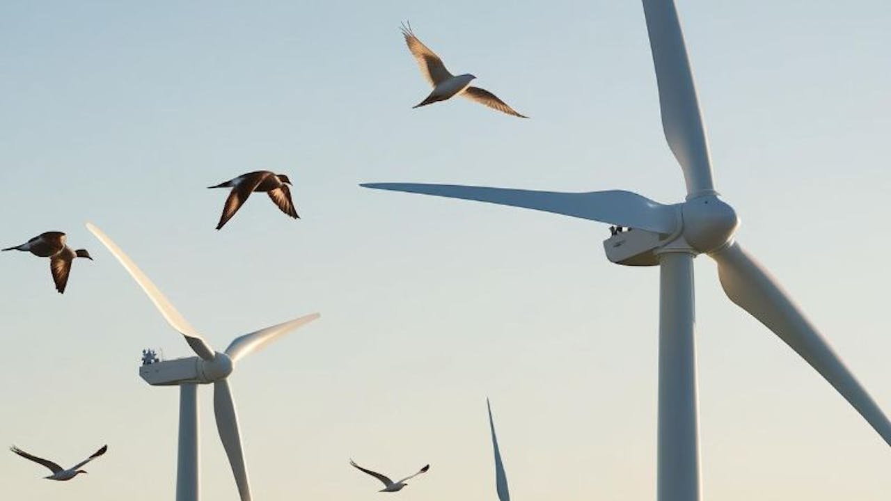 Wind turbines and birds in flight