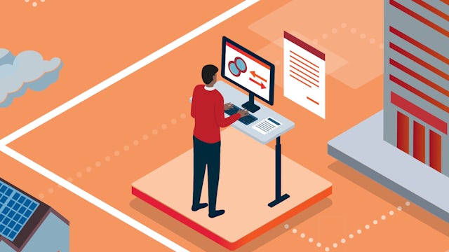 Illustration of person using computer.