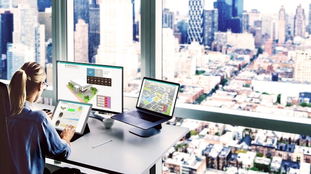 A dashboard of a high-rise building with various graphs and data displayed.