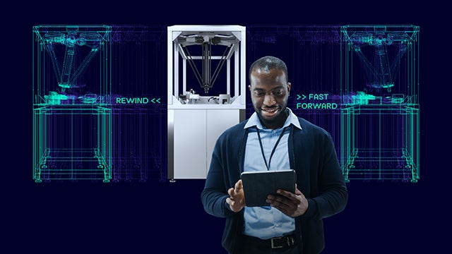 Engineer uses digital twin technology to optimise manufacturing processes, enhancing efficiency and innovation.