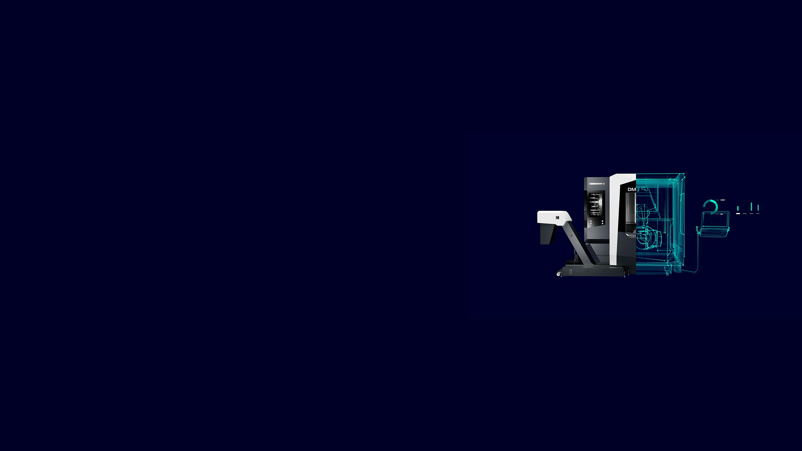 A Siemens DMU50 industrial robot arm with a tool attached to its end effector. 