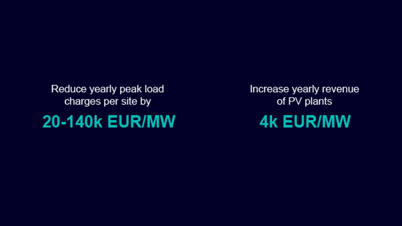 Energy cost savings: peak load reduction, PV revenue increase | transparent image
