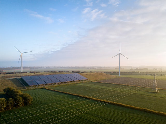 A promotional image for energy efficiency and decarbonization products.