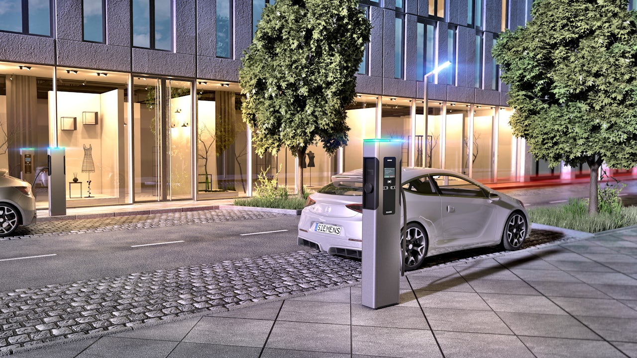 Electric vehicle parked near a charging station.