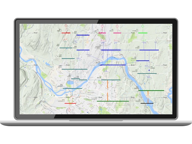Siemens PTI PSS®E Product Screenshots - PSS®E slider diagrams with geographical map backgrounds