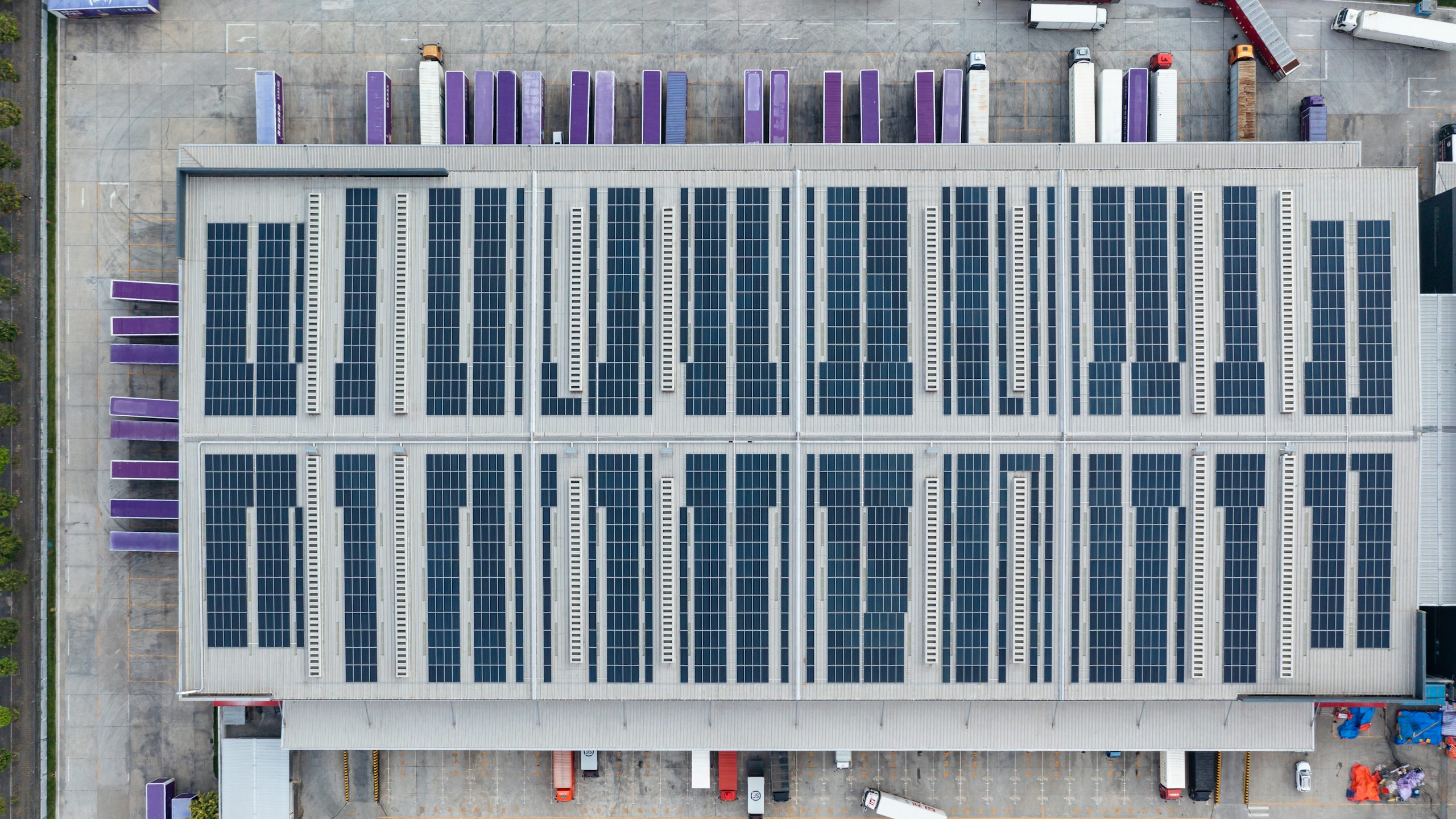 Factory with photovoltaic.