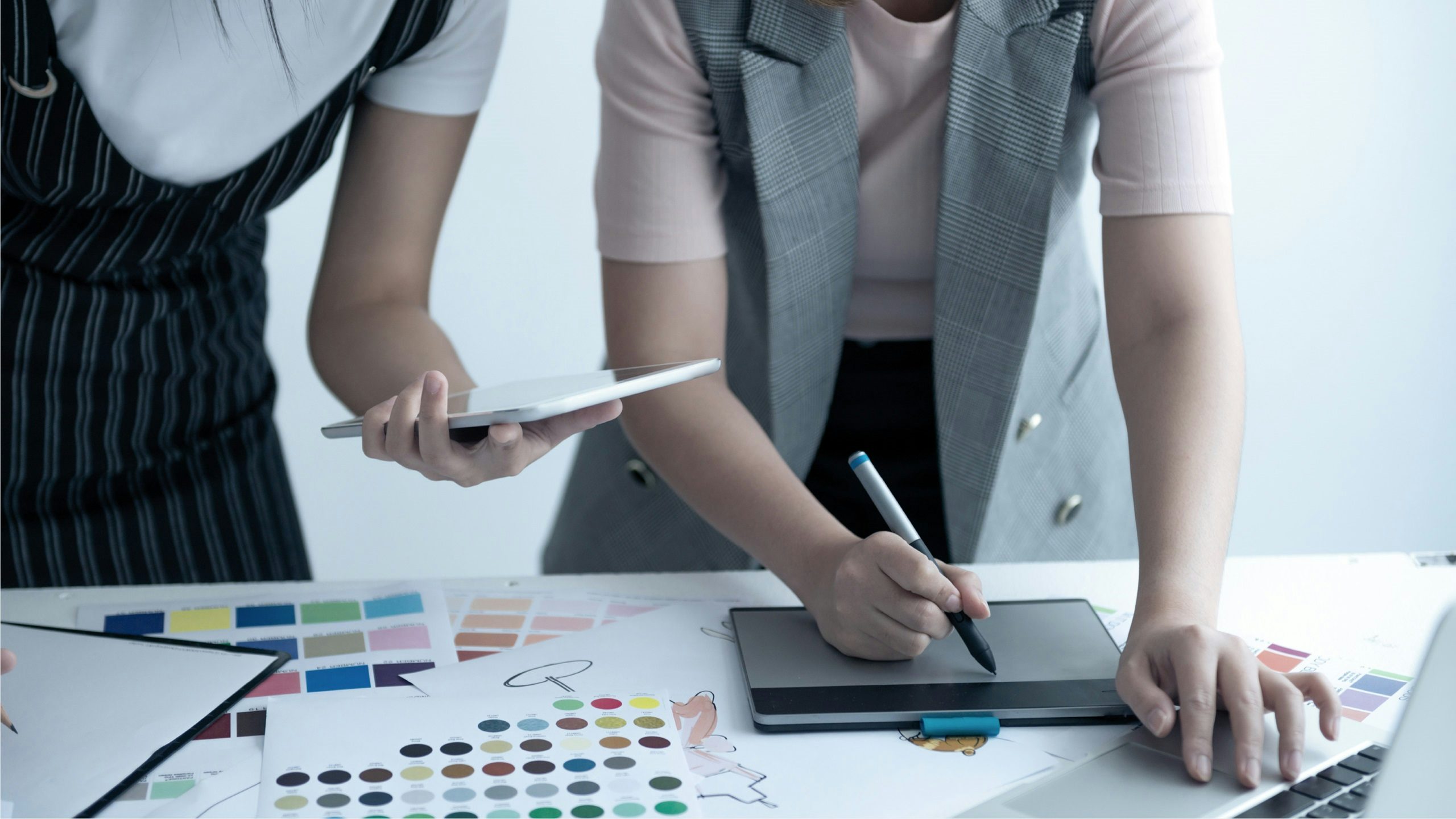 Designing and choosing colors for apparel.