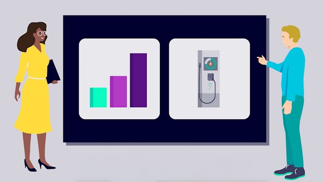 A financial services solution advertisement featuring a person in a suit and tie with a tablet.