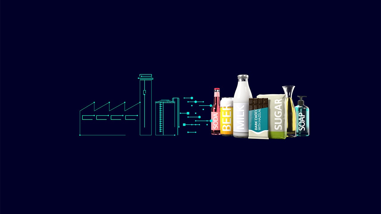 A digital twin of a food and beverage product displayed on a screen.