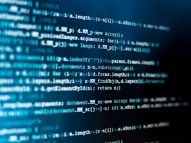 Close-up of programming code on a computer screen.