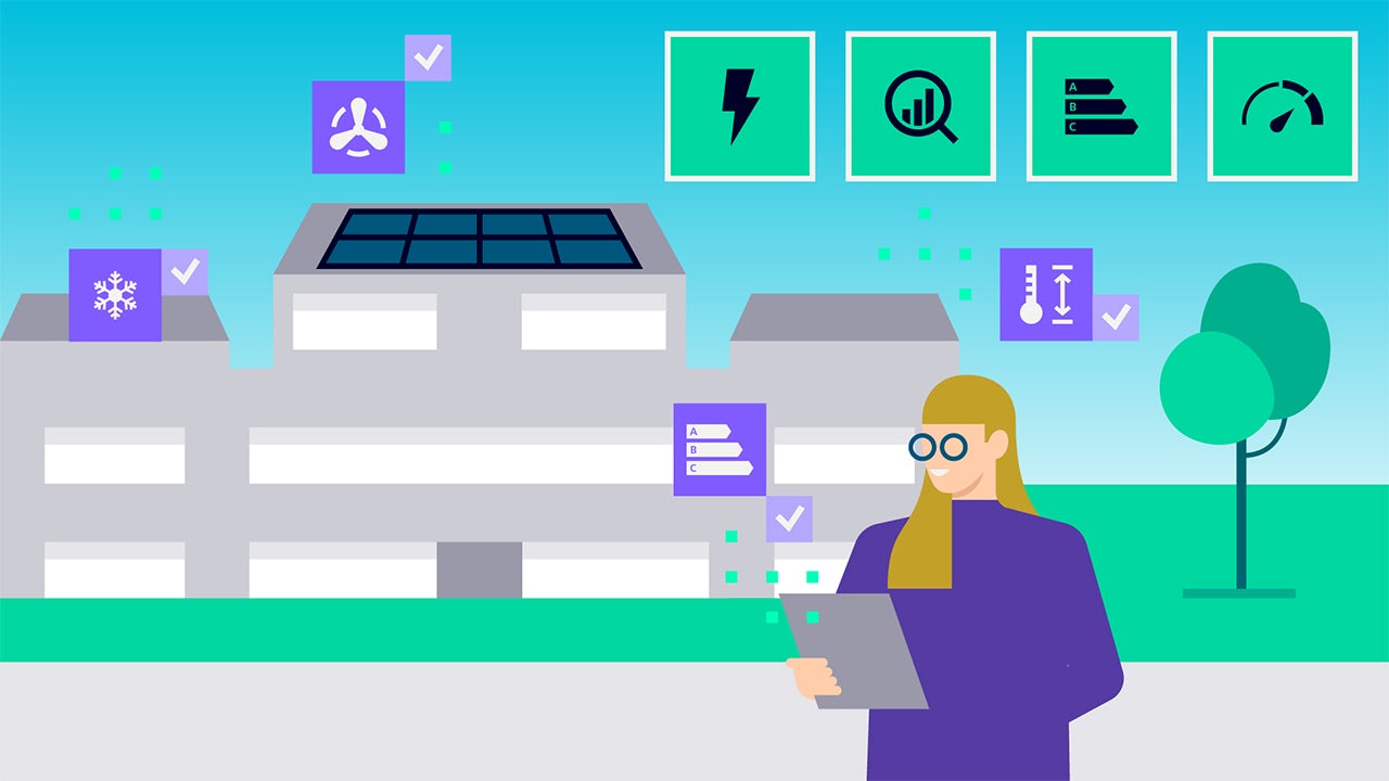 A diagram showing a smart energy management system with various components like planning, optimization, and monitoring.