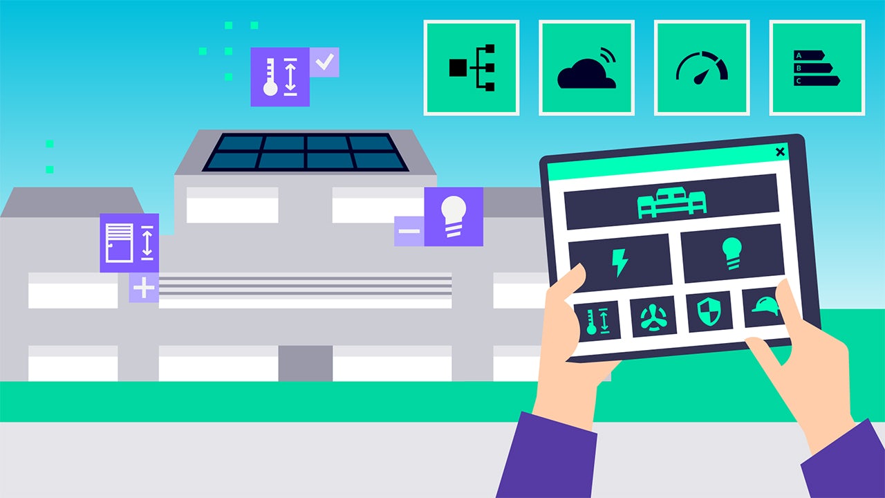 A smart energy management system interface showing a dashboard with various energy consumption and production metrics.
