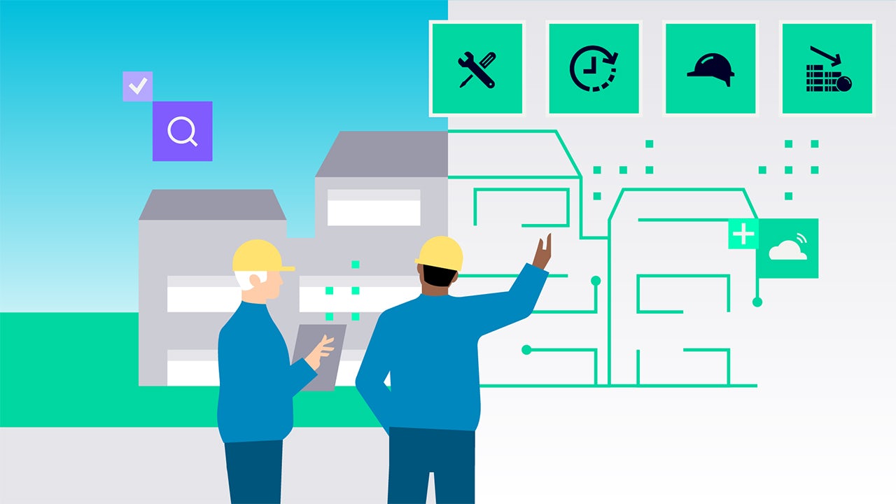 Digital campus operations dashboard with interconnected data points and workflow visualization