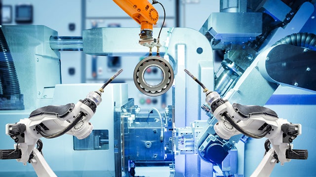 Manufacturing process is handled by robots.
