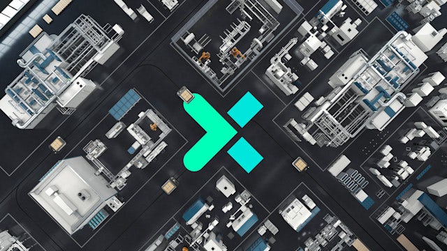 Aerial view of automated production factory