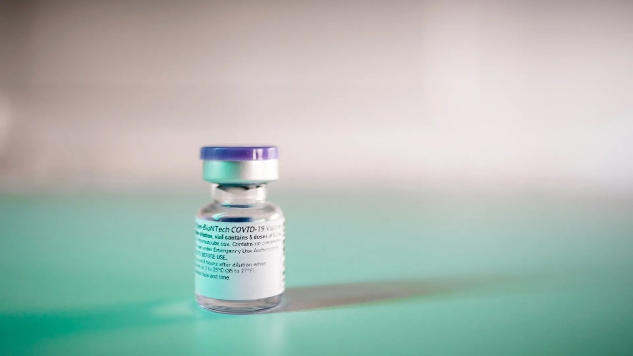 A vial of Pfizer-BioNTech COVID-19 vaccine.