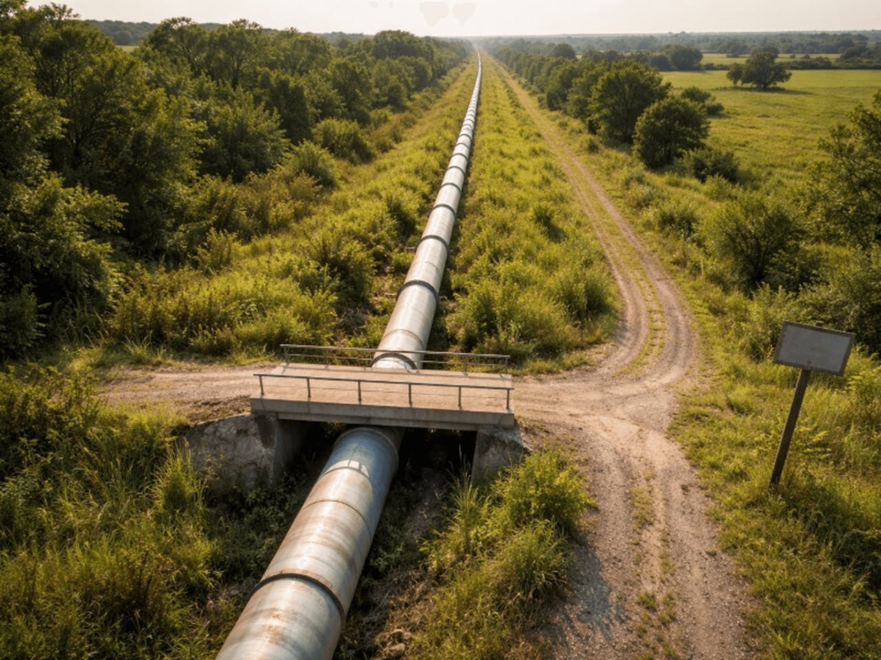 Pipeline stretching through rural landscape