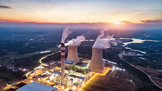Aerial view of a power plant