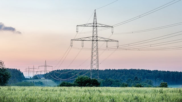 High-voltage transmission lines.