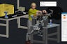 Person interacting with holographic display showing industrial process simulation