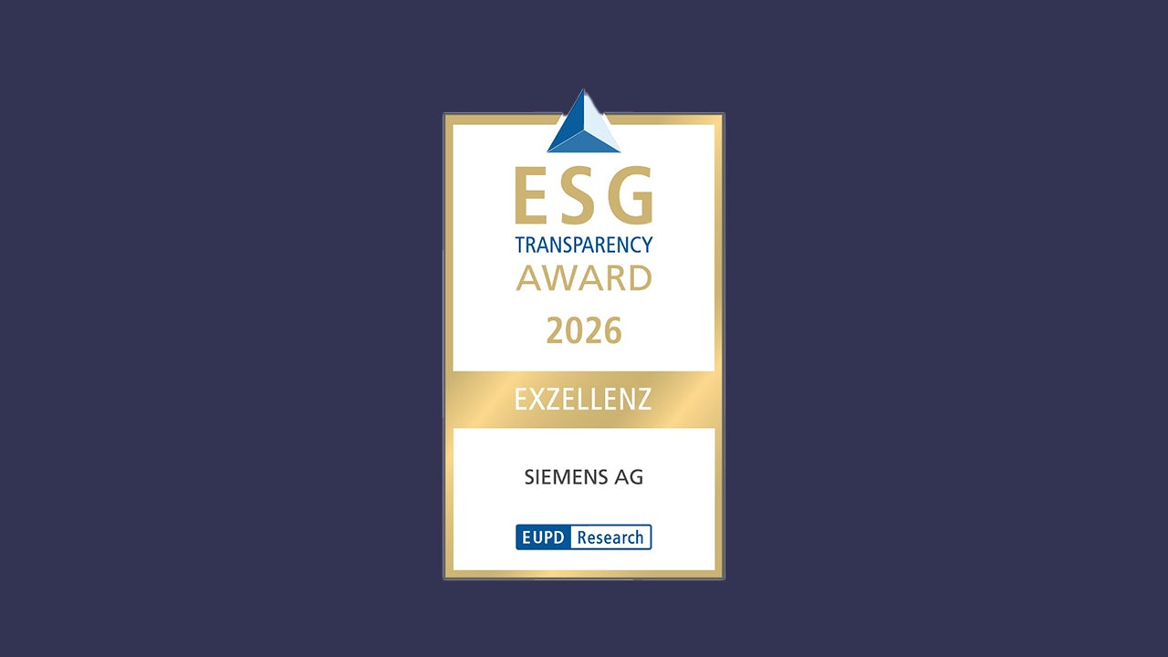 Siemens wins ESG Transparency Excellence Award</br>Siemens’ Sustainability Statement 2025 received the