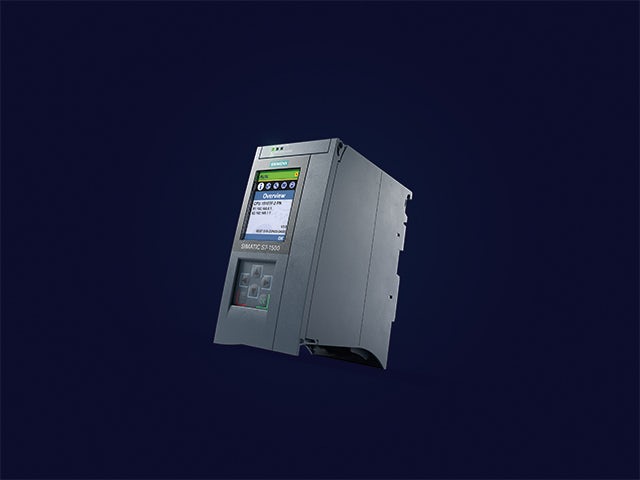 SIMATIC S7 1500 against a dark blue background. 