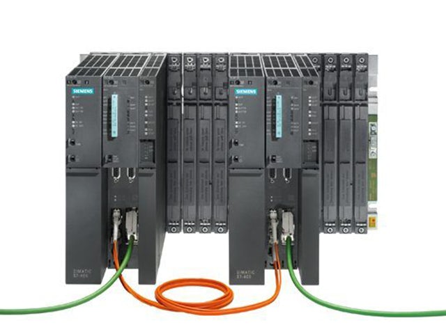 Siemens S7-400 industrial control system with advanced automation technology and streamlined metallic design