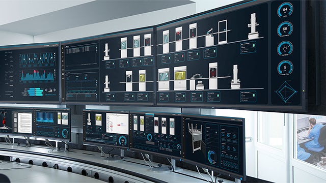 A screenshot of a software product feature for SIMATIC WinCC V8, showcasing a user interface with various icons and buttons.