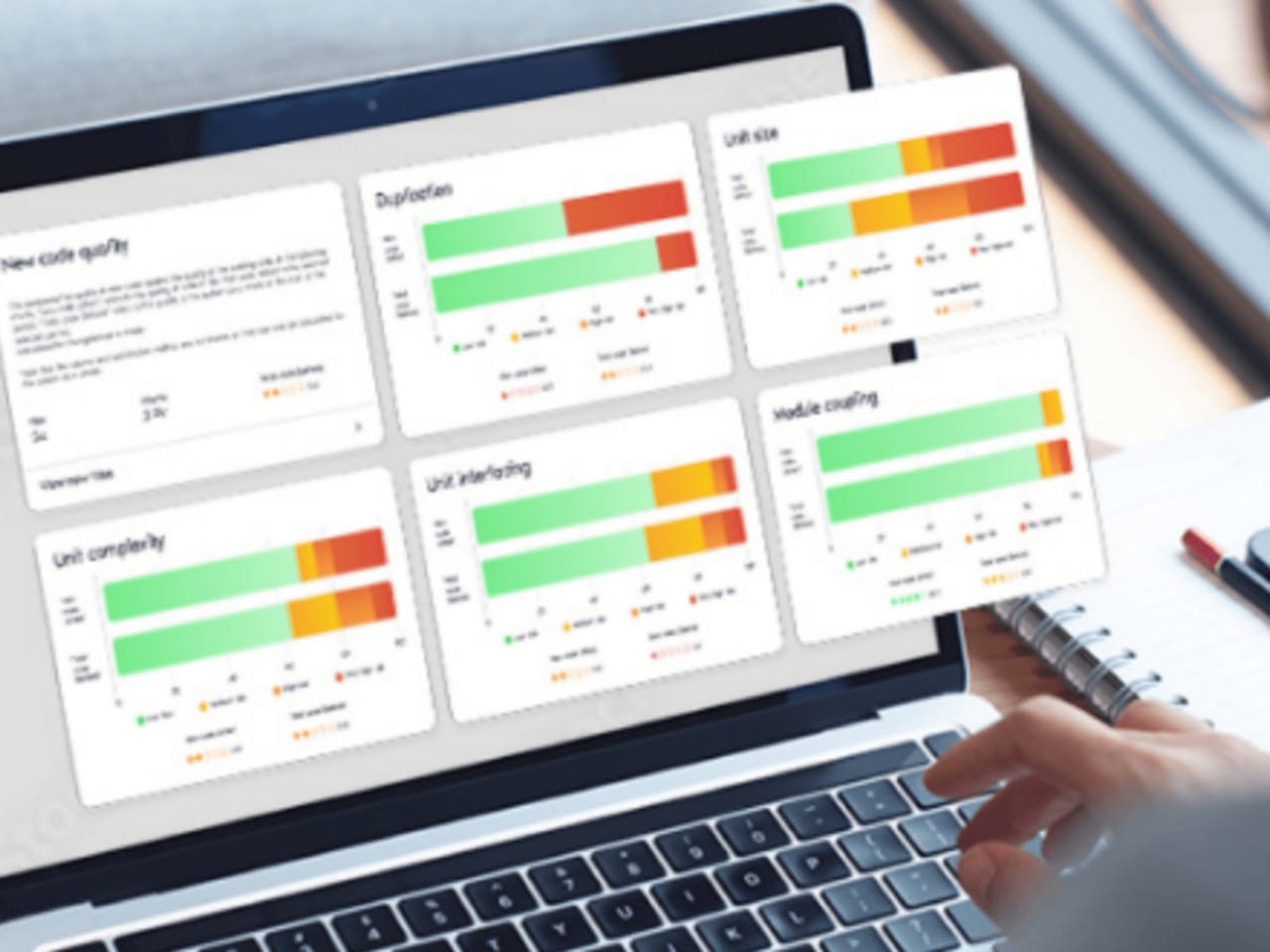 Laptop displaying data visualizations