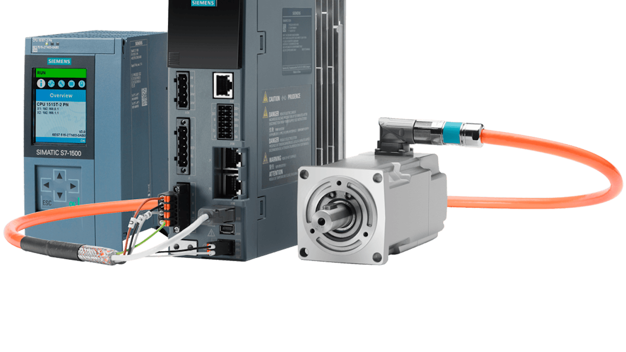 A servo drive system with a sleek design and a digital display screen.