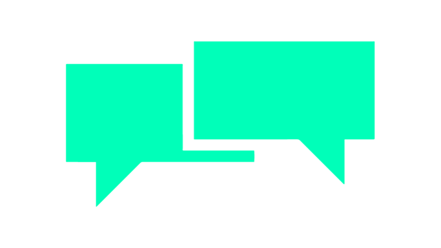 A communication icon with a speech bubble and a person's head inside it.
