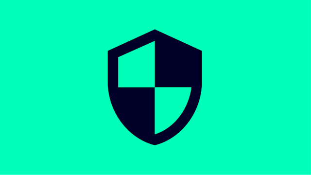 An icon representing security with a shield and a lock symbol. 