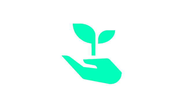 An icon representing sustainability and environmental awareness with a green leaf and a blue globe. 