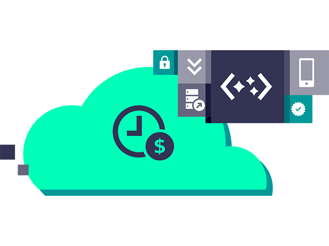 Illustration of cloud plm software. Shows cloud and icons.