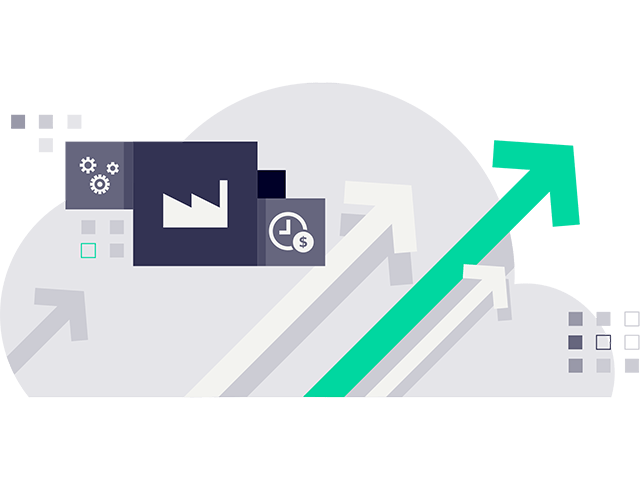 Cloud with arrows pointing up - representing ability to get started fast with Teamcenter X, PLM cloud software.