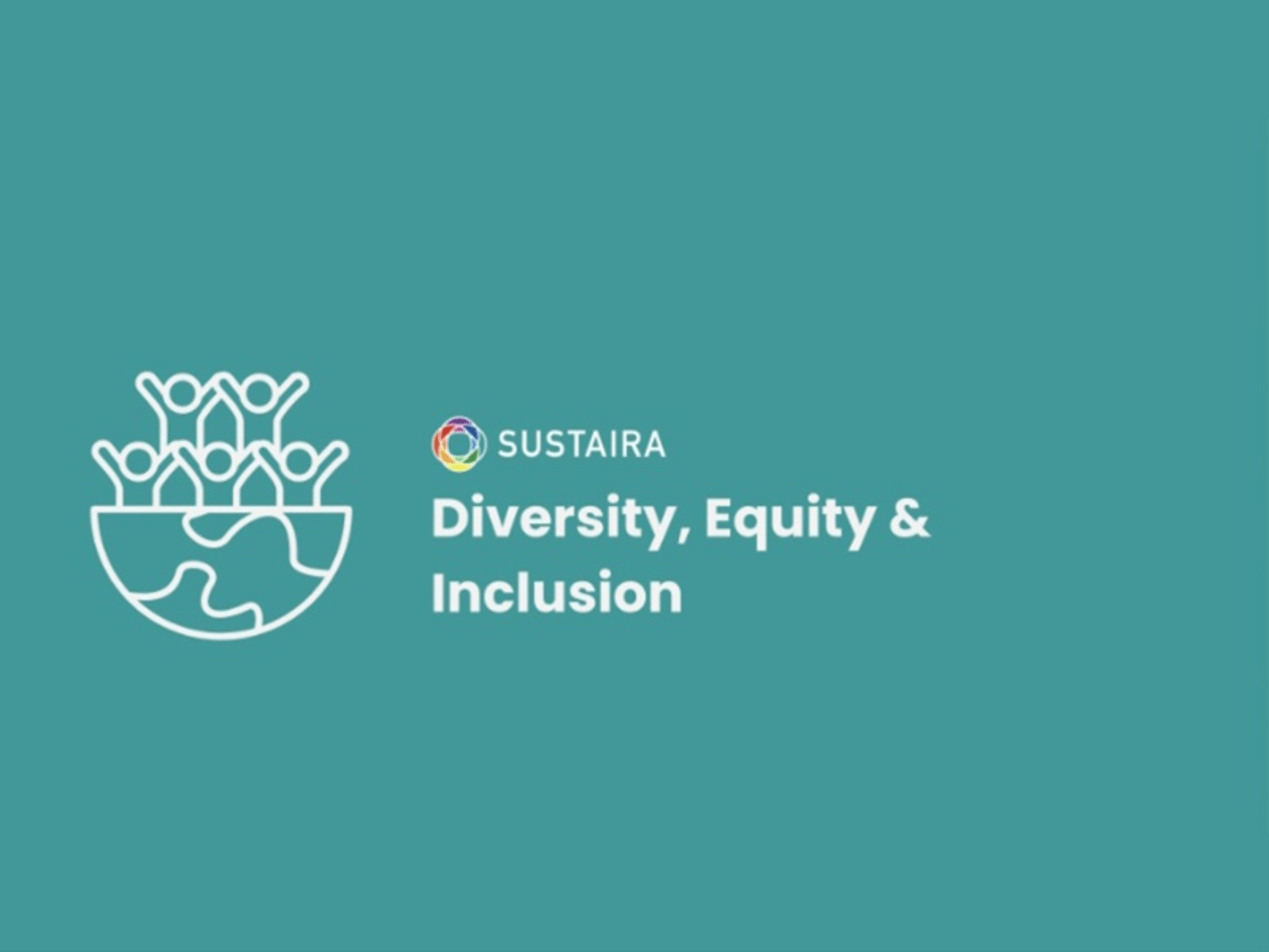 Diversity and inclusion graphic on teal background