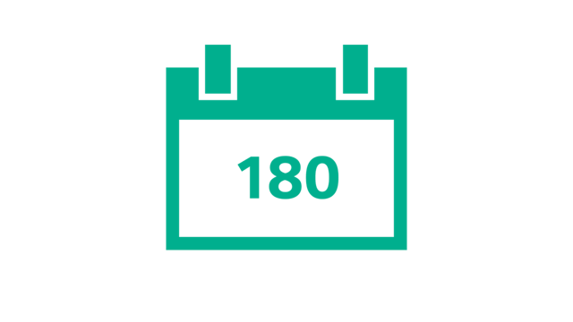 Calendar icon showing 180 on the front.